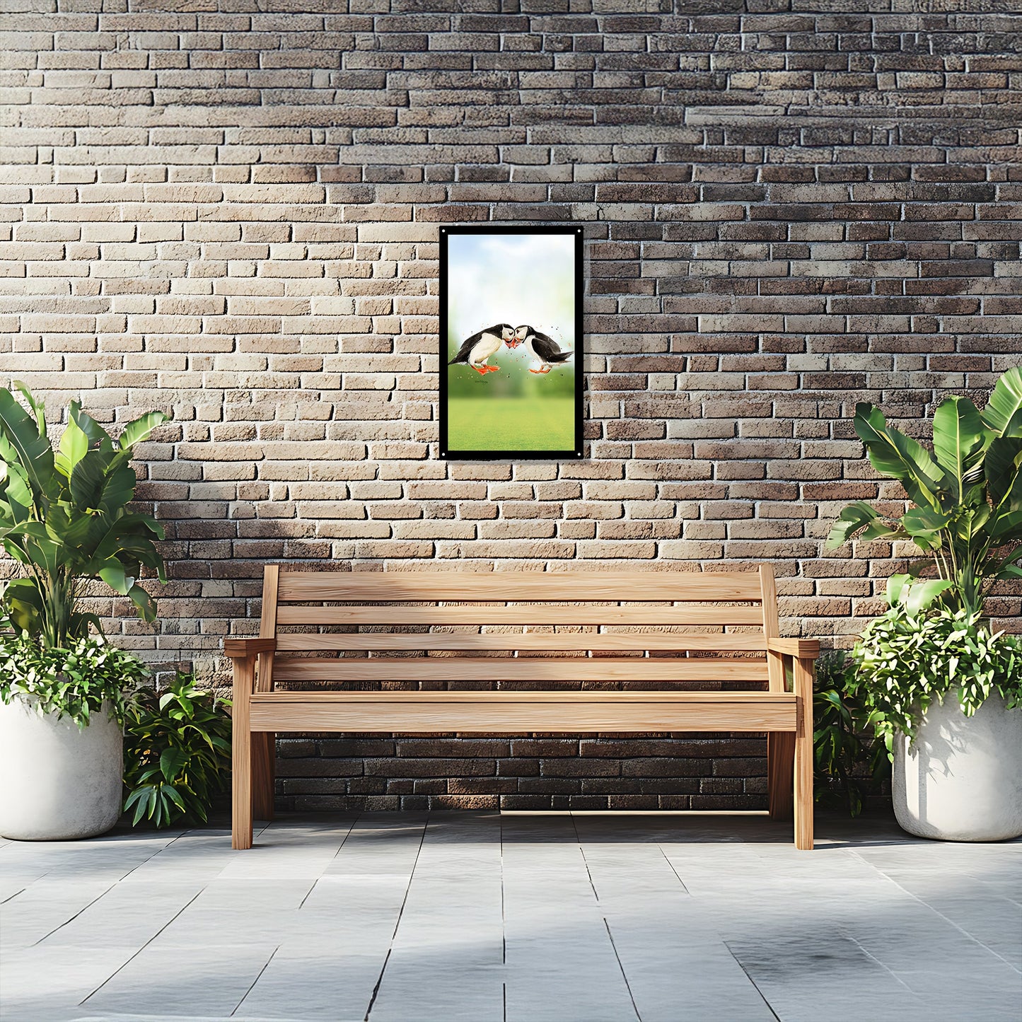 Puffin Couple Garden Mirror