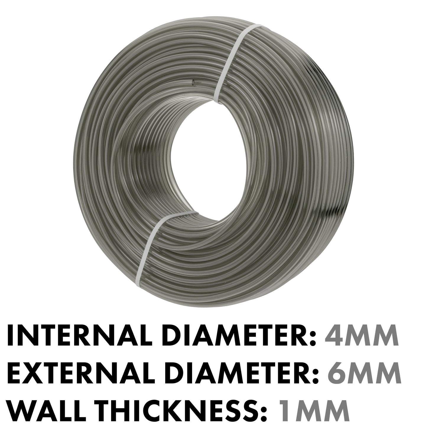 Grey Semi-Transparent PVC Pipe 4mm*6mm