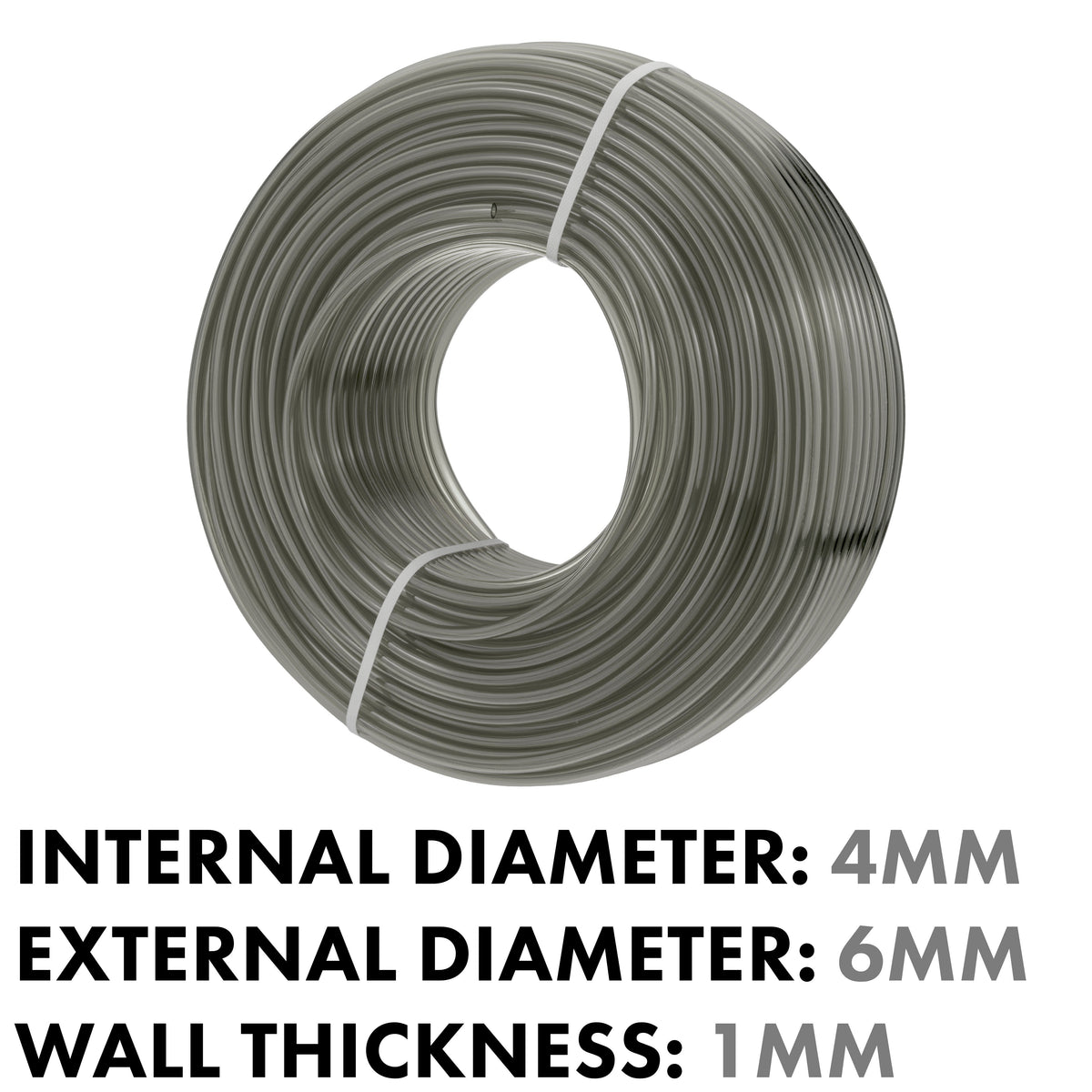 Grey Semi-Transparent PVC Pipe 4mm*6mm