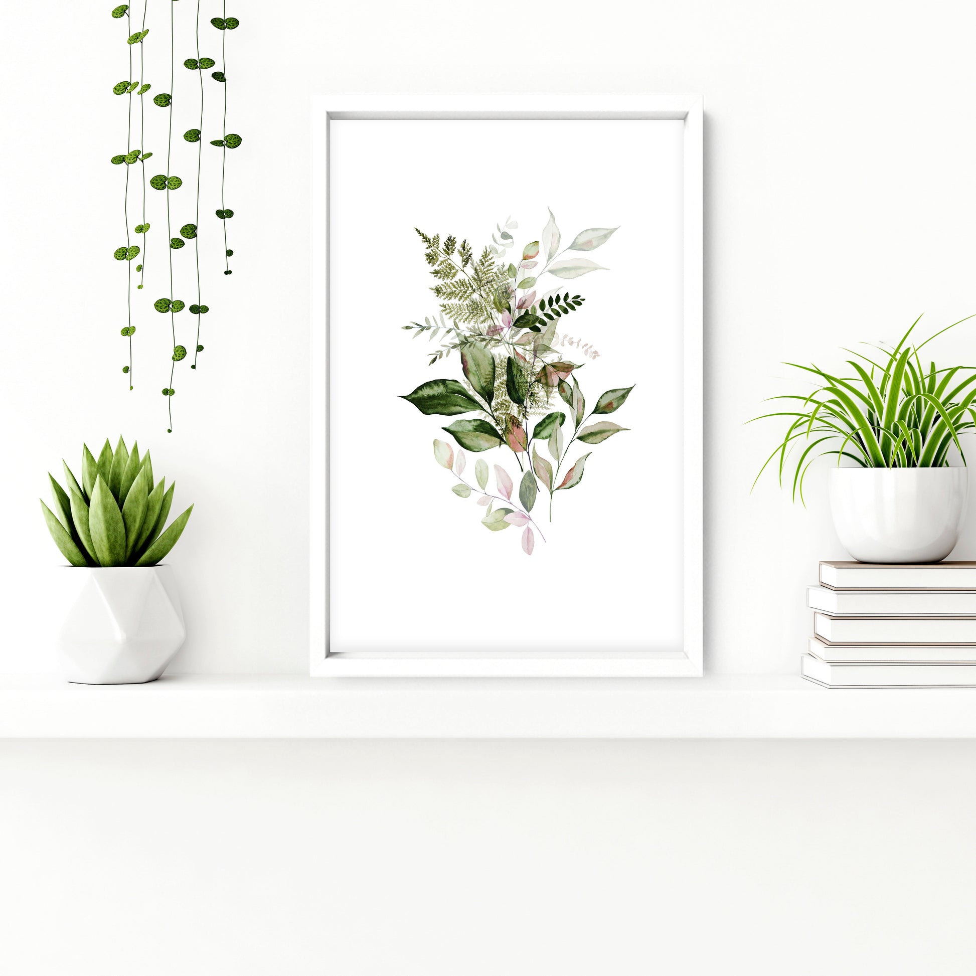 Framed art for bathroom | set of 3 Green Botanical wall art