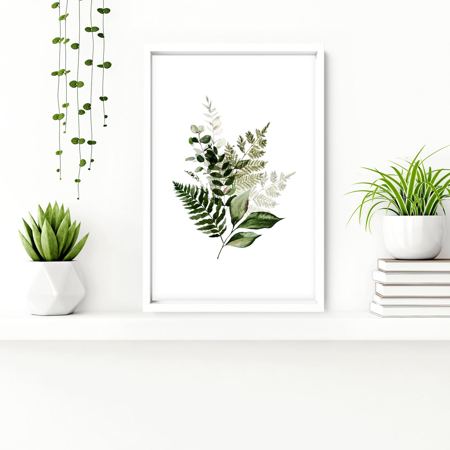 Framed art for bathroom | set of 3 Green Botanical wall art