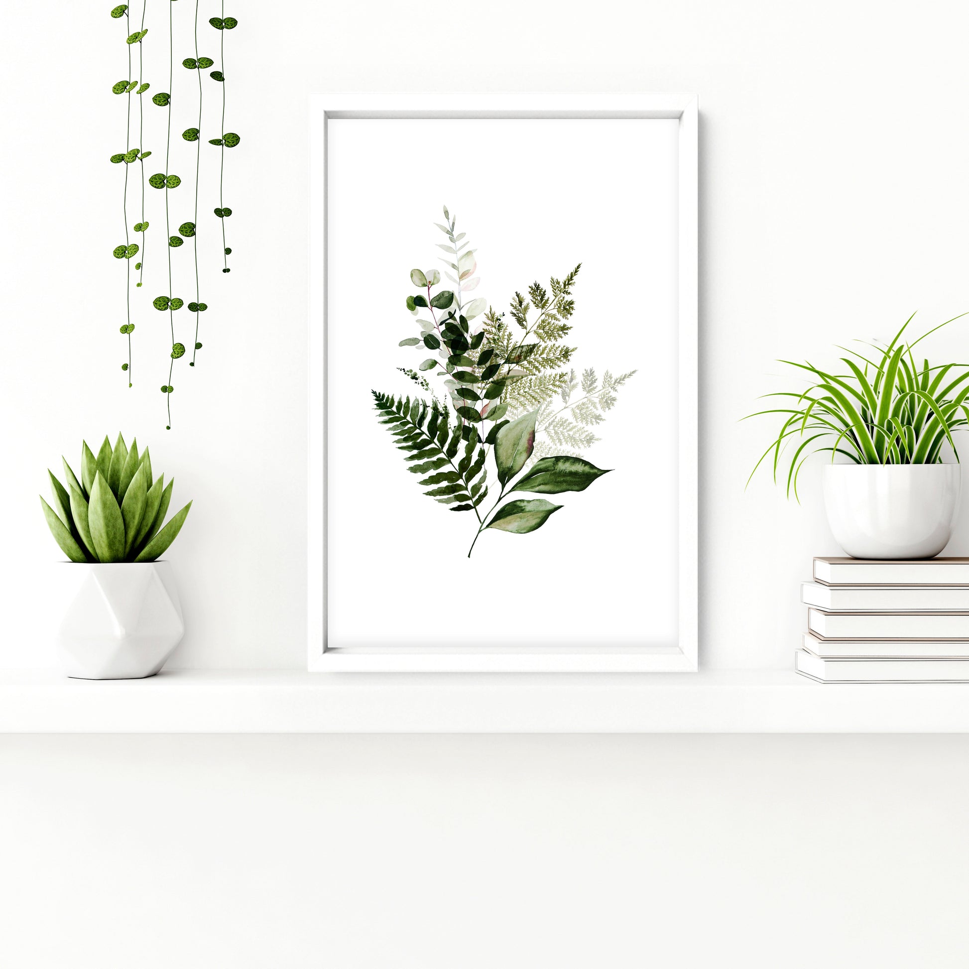Framed art for bathroom | set of 3 Green Botanical wall art