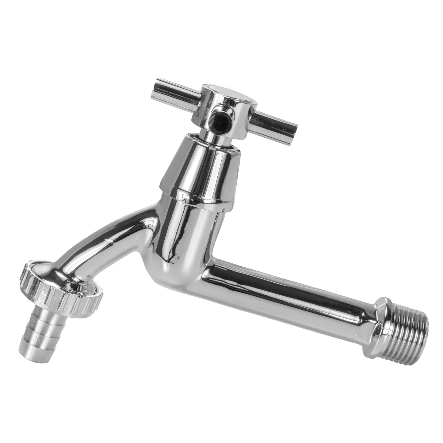 15mm Brass Wall Flange Kit with Extended Brass Chrome Tap 1/2in Barb Tap Adapter