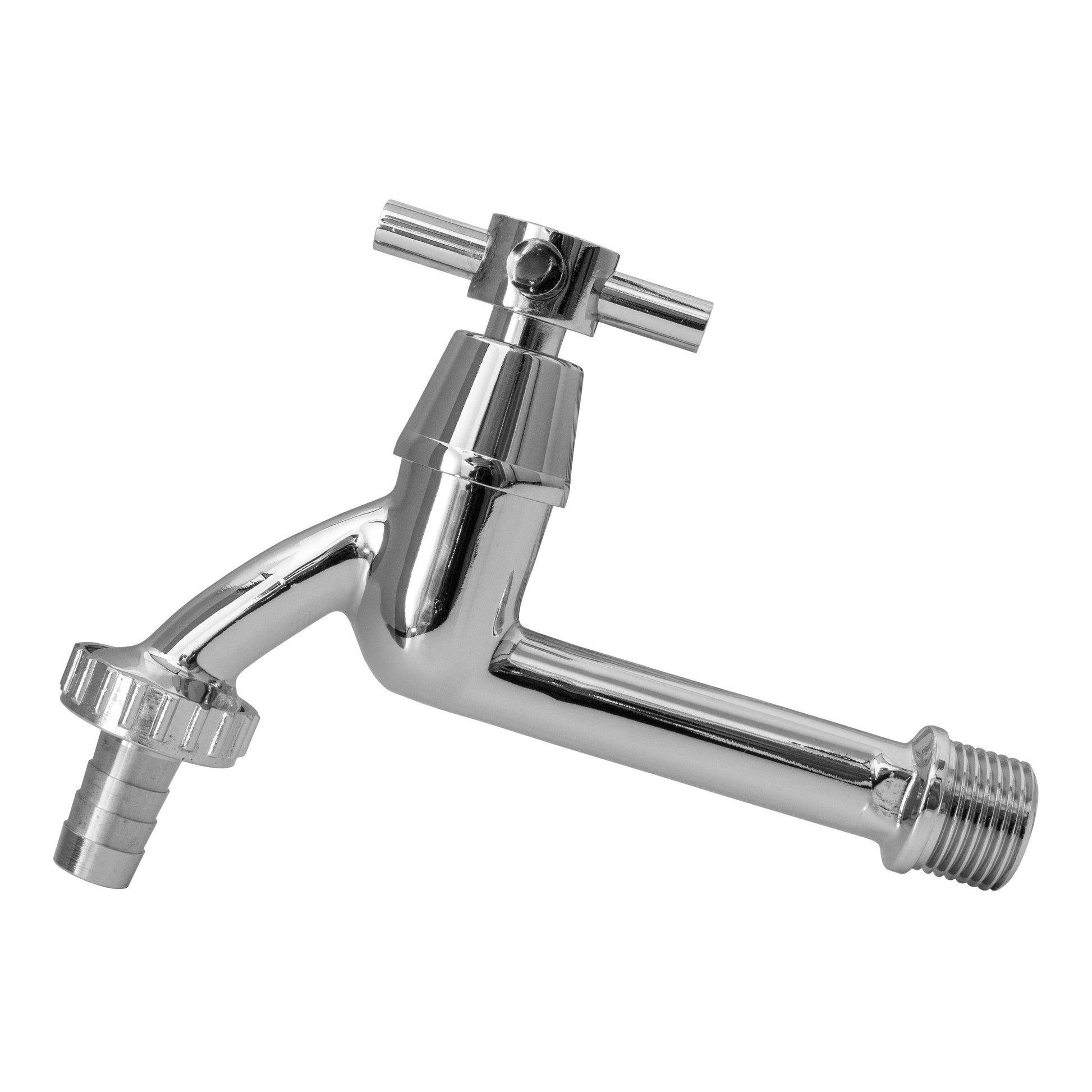 15mm Brass Wall Flange Kit with Extended Brass Chrome Tap 1/2" Barb