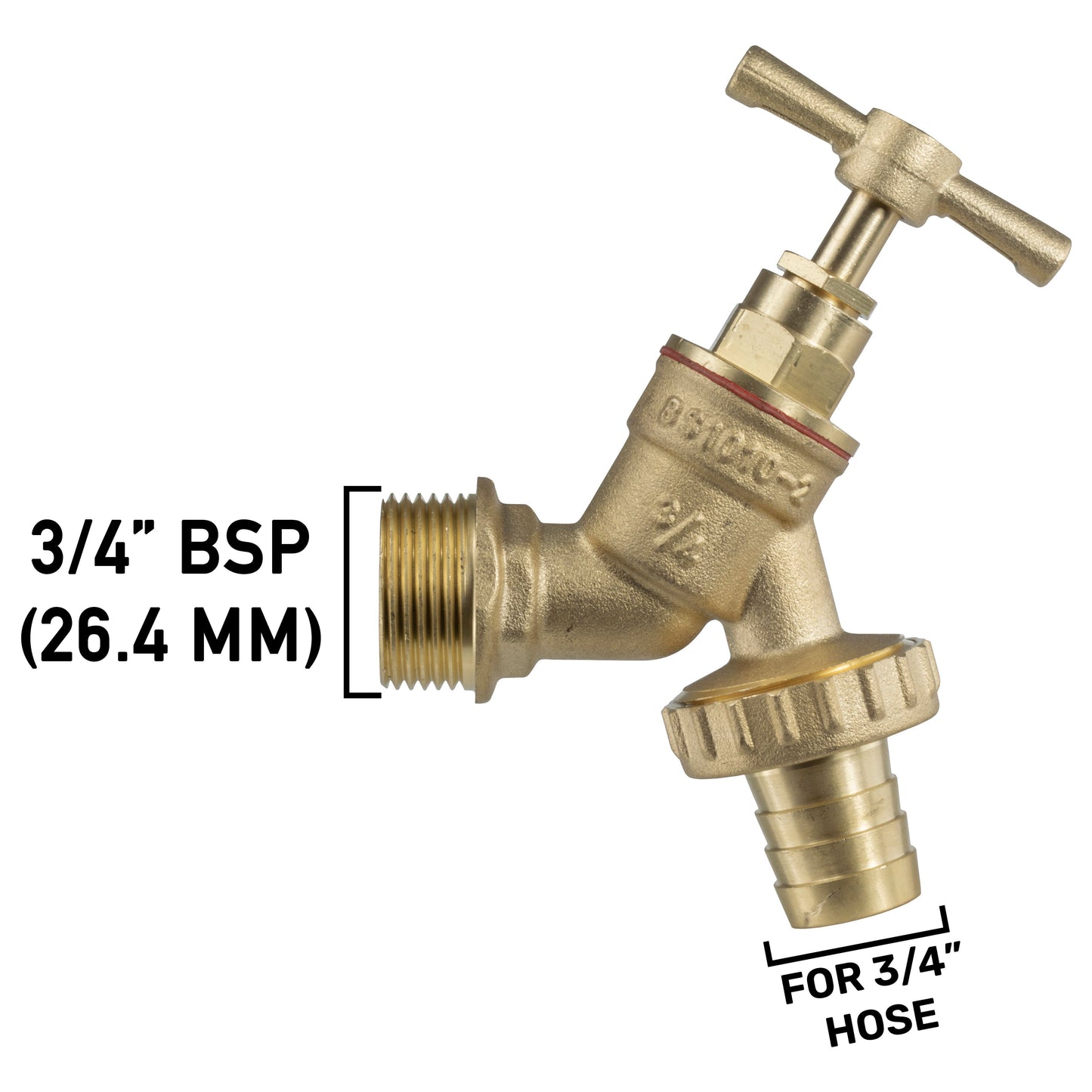 Wall Flange Kit 25mm MDPE - Brass Garden Tap 3/4in Barb for Outdoor Watering Kit