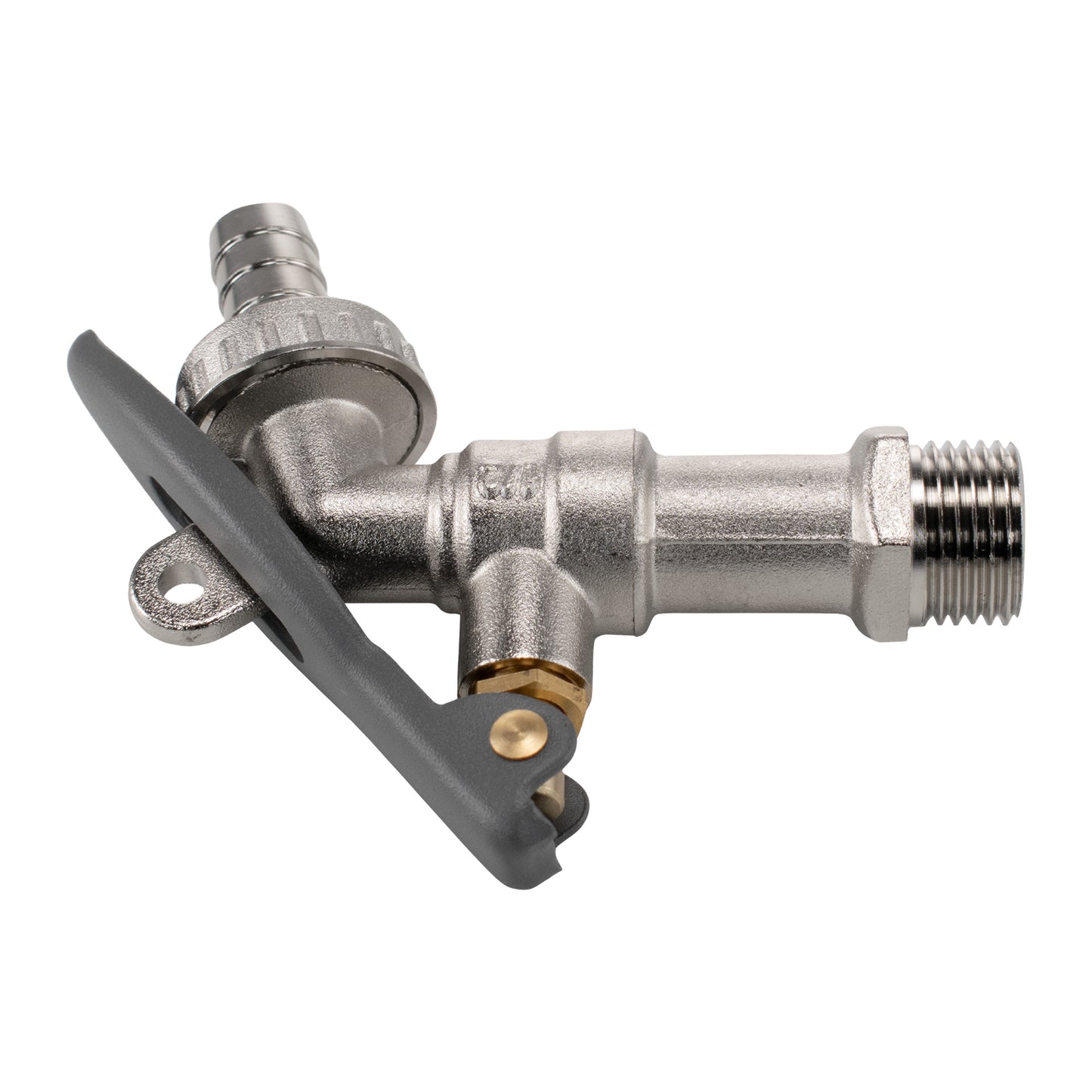 IBC 2in S60X6 - 1/2in BSP Extender Adaptor with Lever Tap Hose Barb and Lever Lo