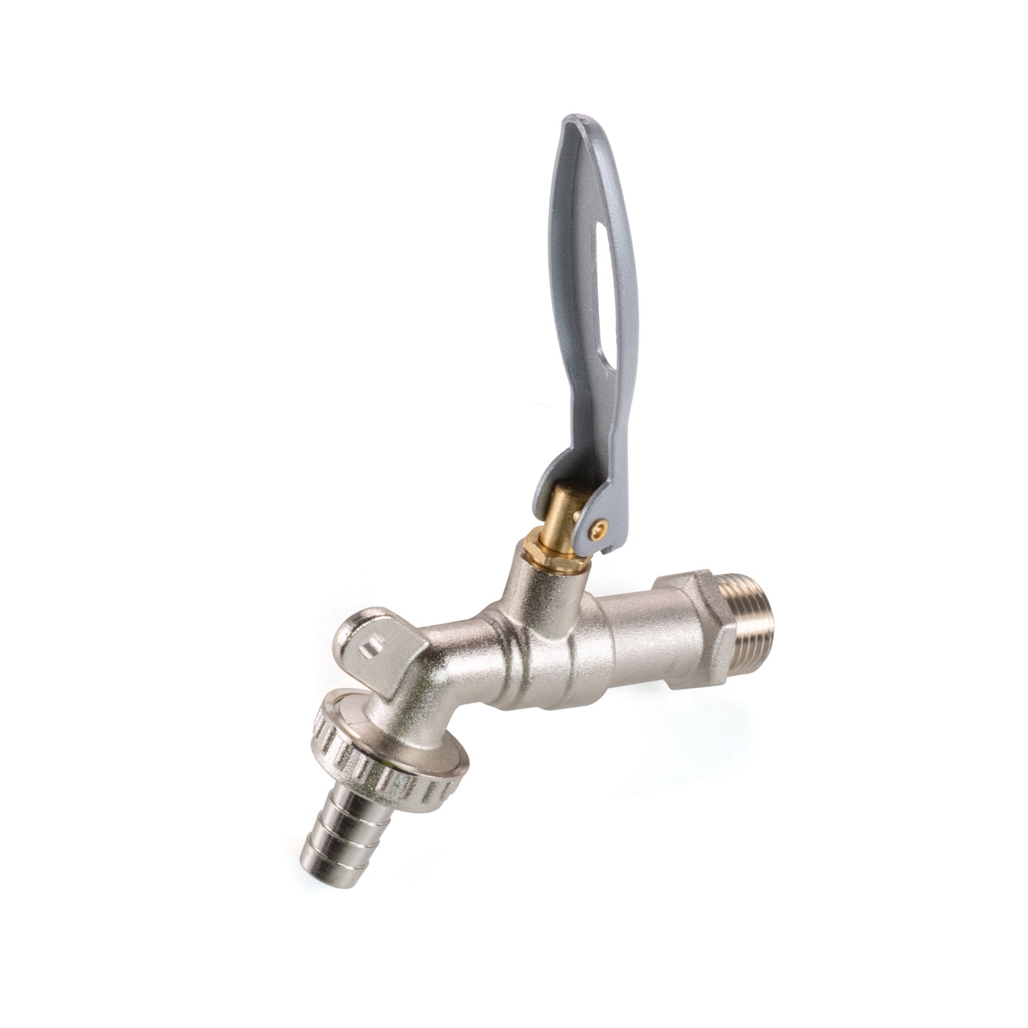 15mm Brass Wall Flange Kit with Lever Tap Hose Barb and Lever Lock