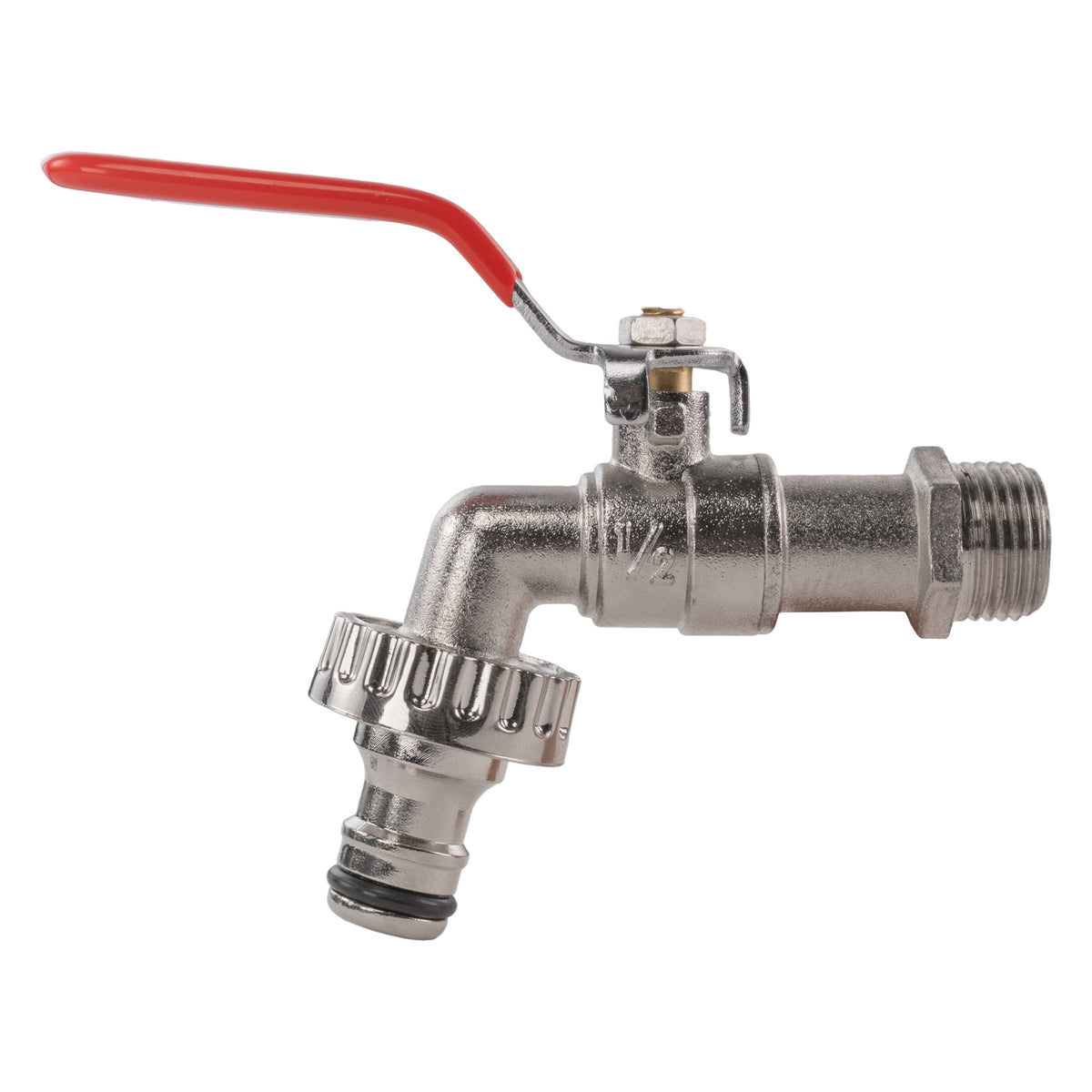 Garden Lever Tap - 1/2 BSPM Inlet - Snap On Male - Zinc Nickle Plated