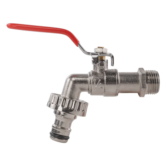 Garden Lever Tap - 1/2 BSPM Inlet - Snap On Male - Zinc Nickle Plated