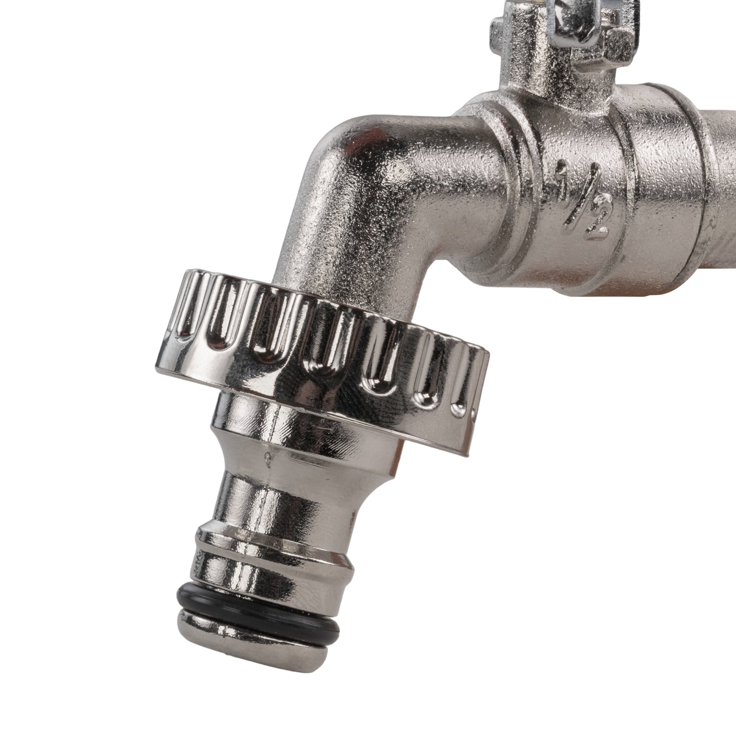 Garden Lever Tap - 1/2 BSPM Inlet - Snap On Male - Zinc Nickle Plated