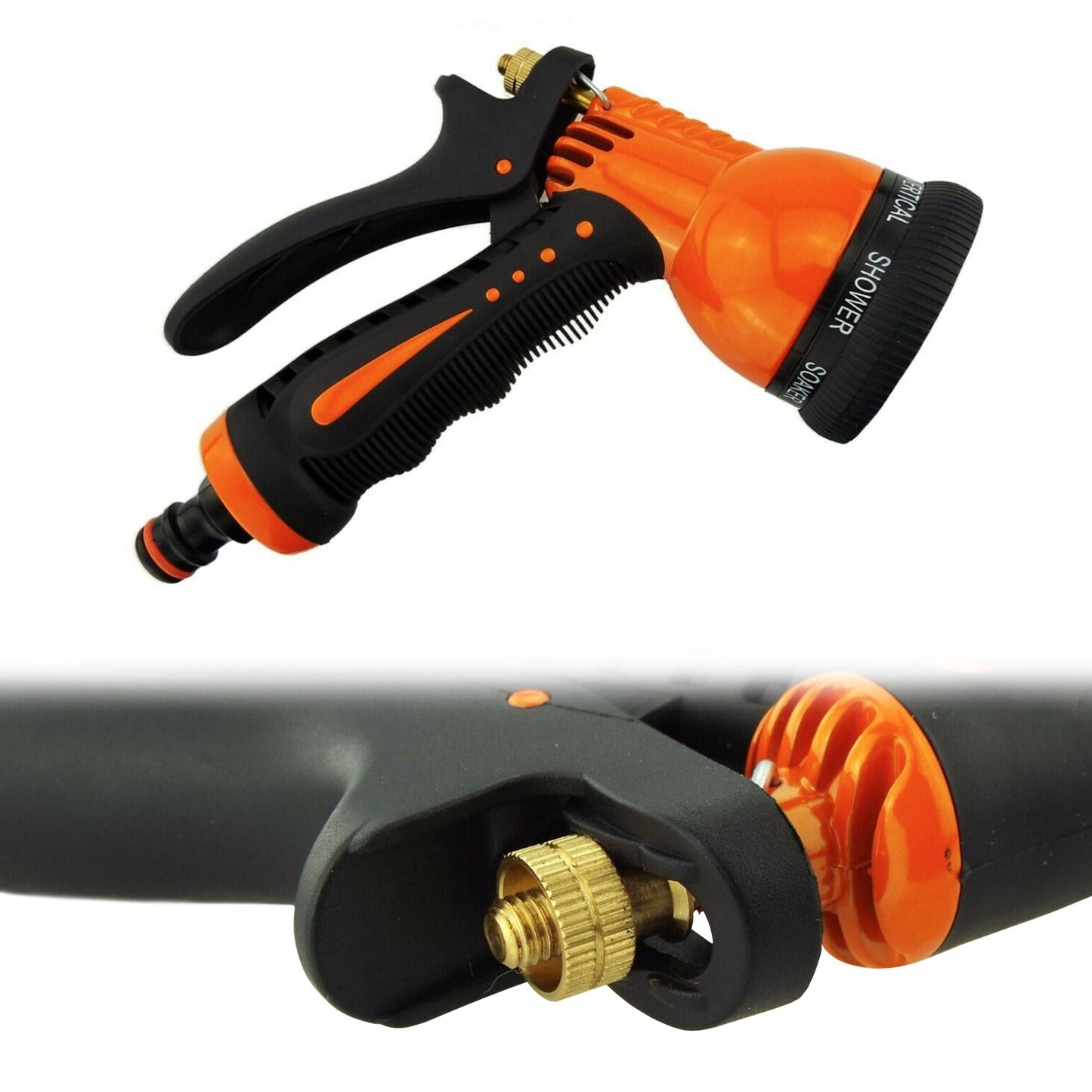 7-Function Garden Hose Sprayer (Black Orange Zebra) for Drip Irrigation Fitting