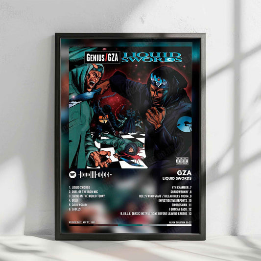 GZA "Liquid Swords" Album Cover Poster - with Complete Tracklist