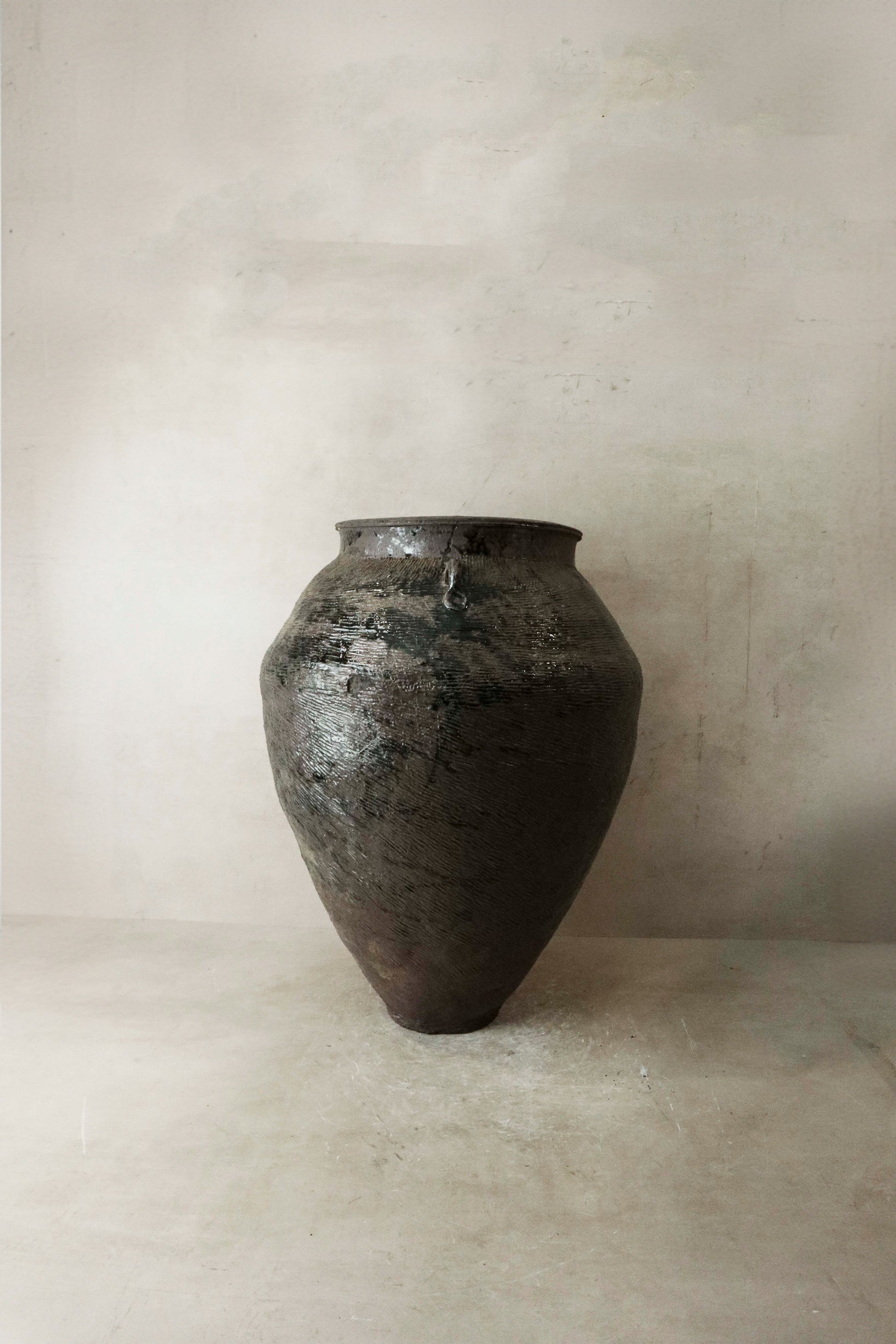 Large Vintage Brown Glazed Ceramic Pot - AS3