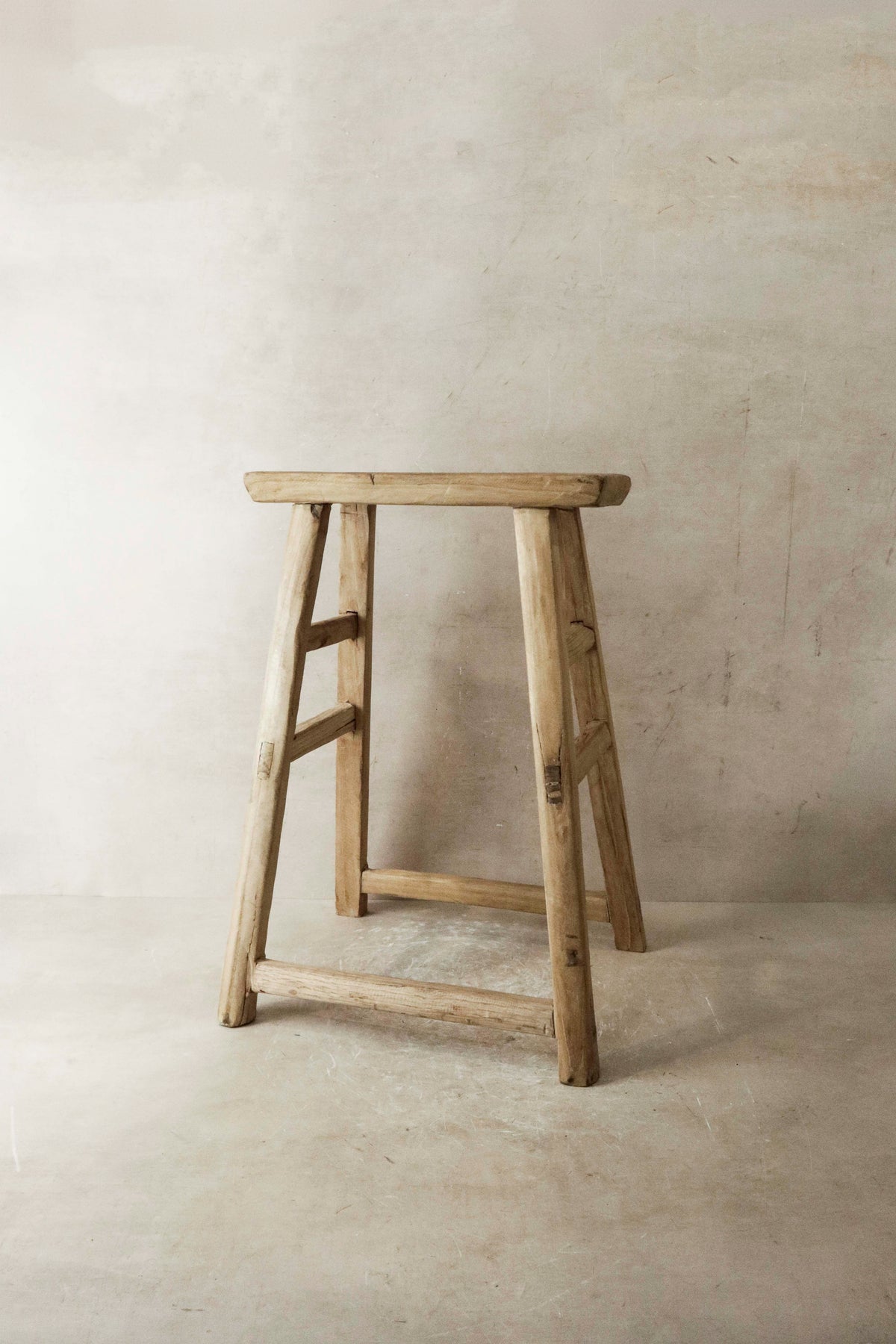 Vintage Rustic Elm Wood Stool - Medium - No 19