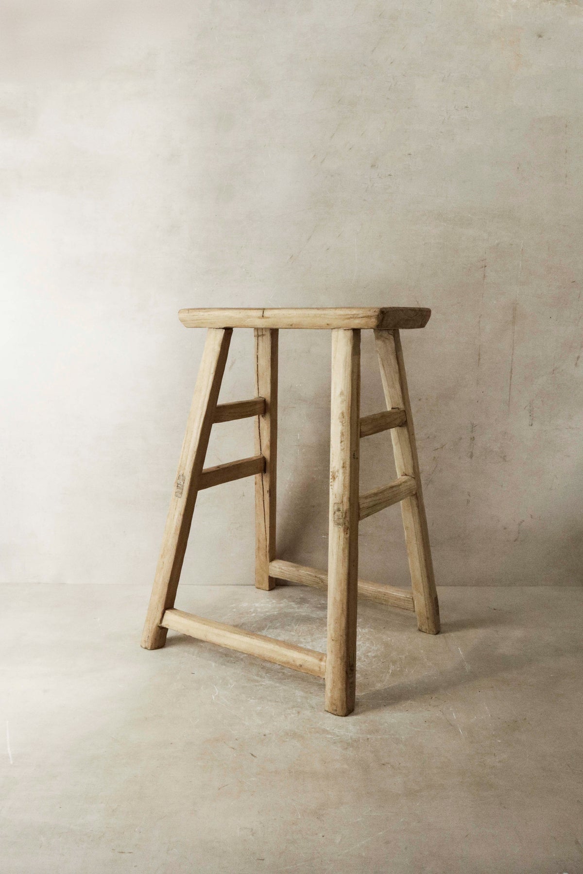 Vintage Rustic Elm Wood Stool - Medium - No 19