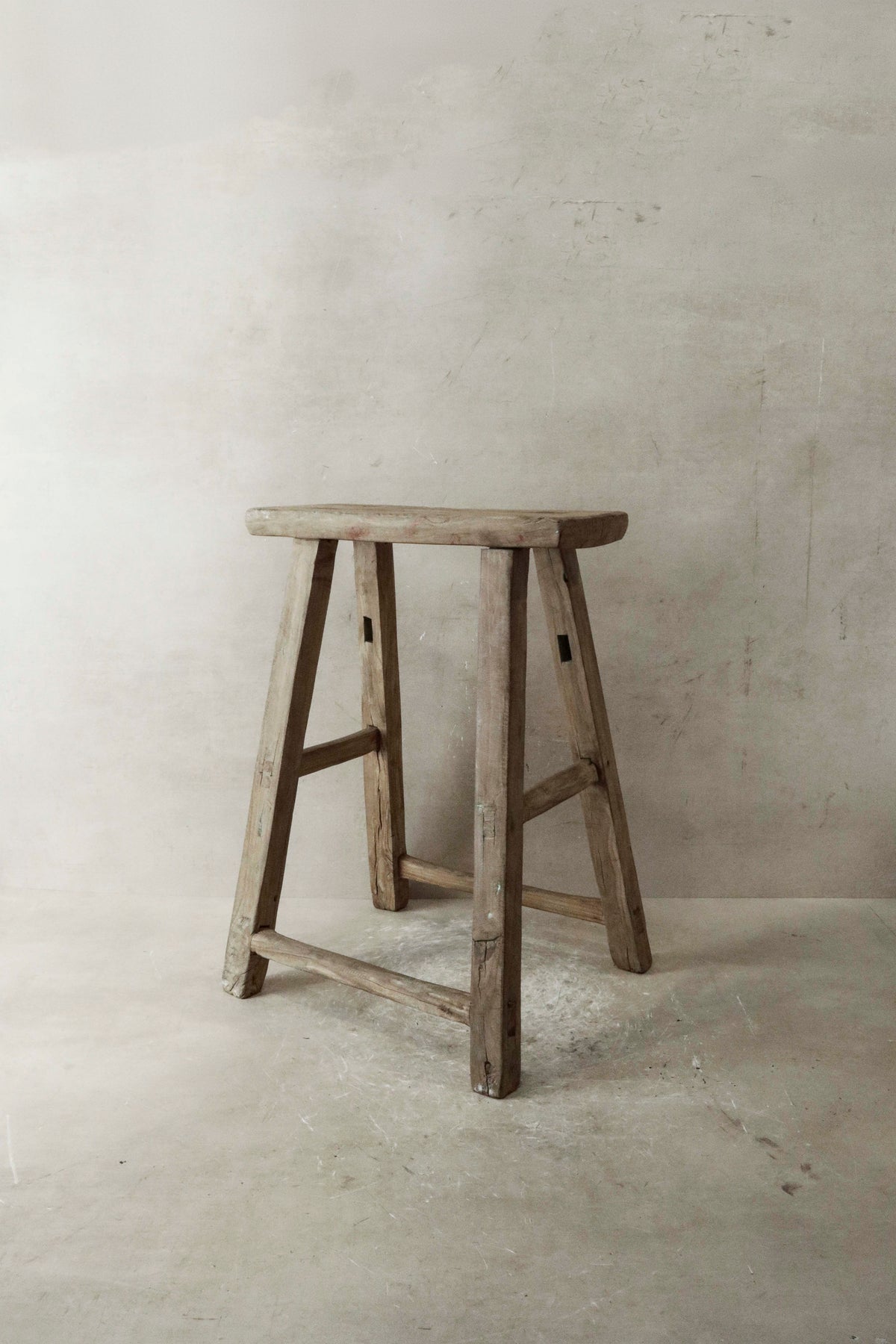 Vintage Rustic Elm Wood Stool - Medium - No 34