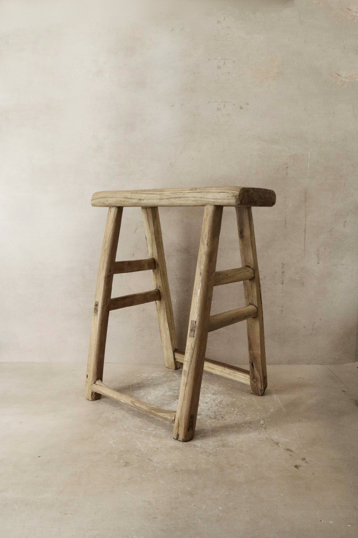 Vintage Rustic Elm Wood Stool - Medium - No 43