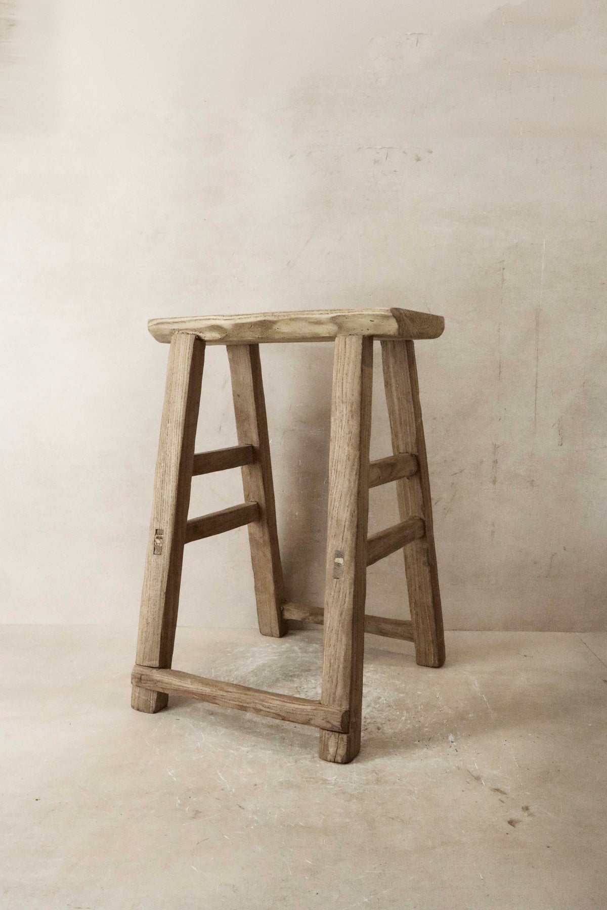 Vintage Rustic Elm Wood Stool - Medium - No 41