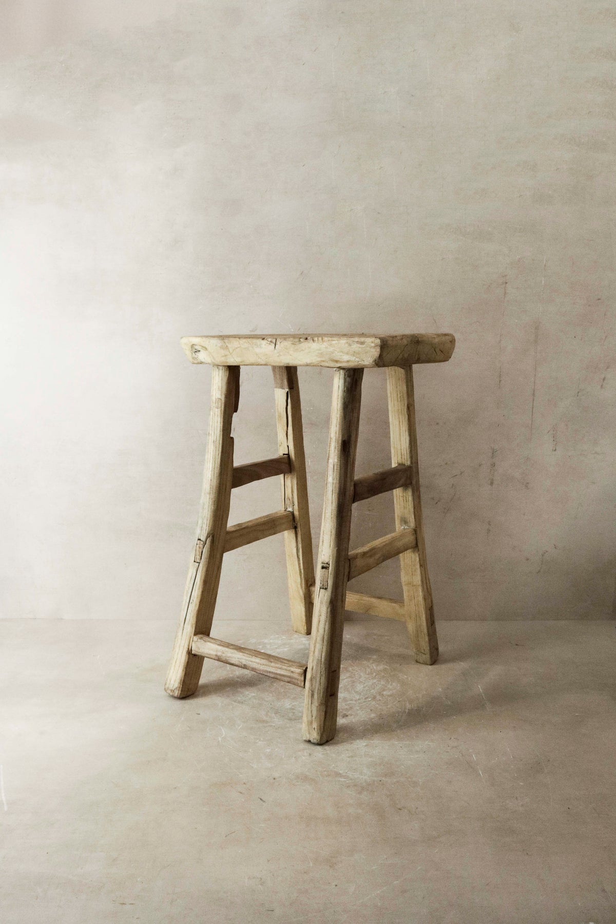 Vintage Rustic Elm Wood Stool - Medium - No 20