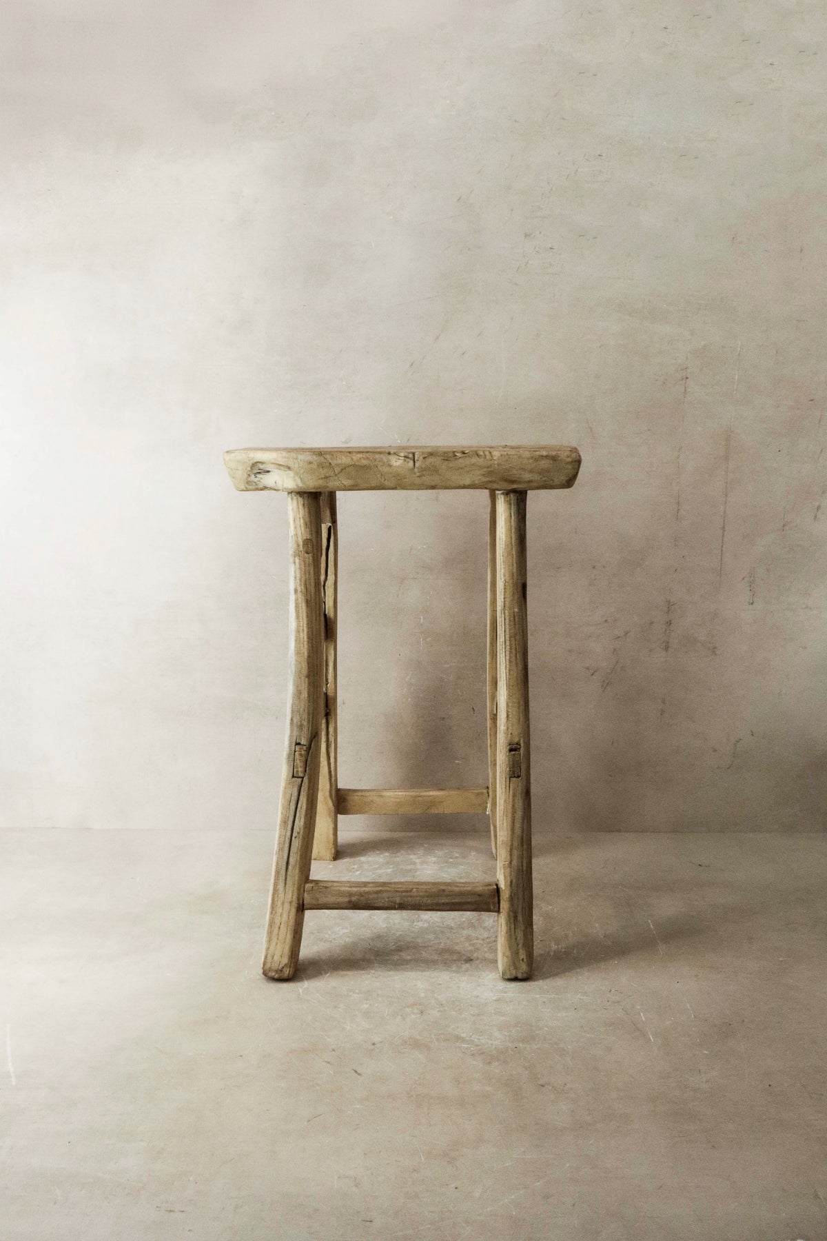 Vintage Rustic Elm Wood Stool - Medium - No 20