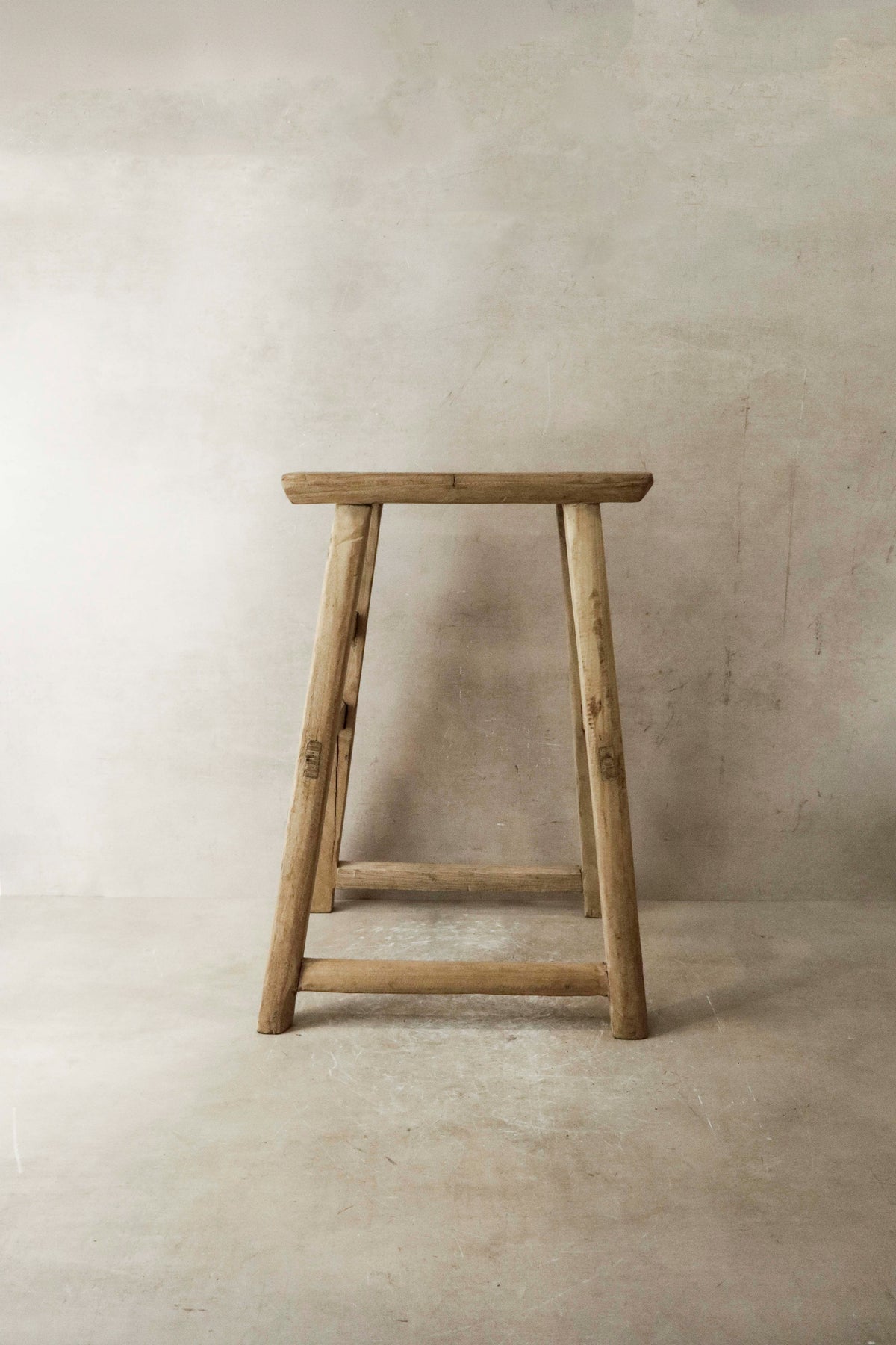 Vintage Rustic Elm Wood Stool - Medium - No 19