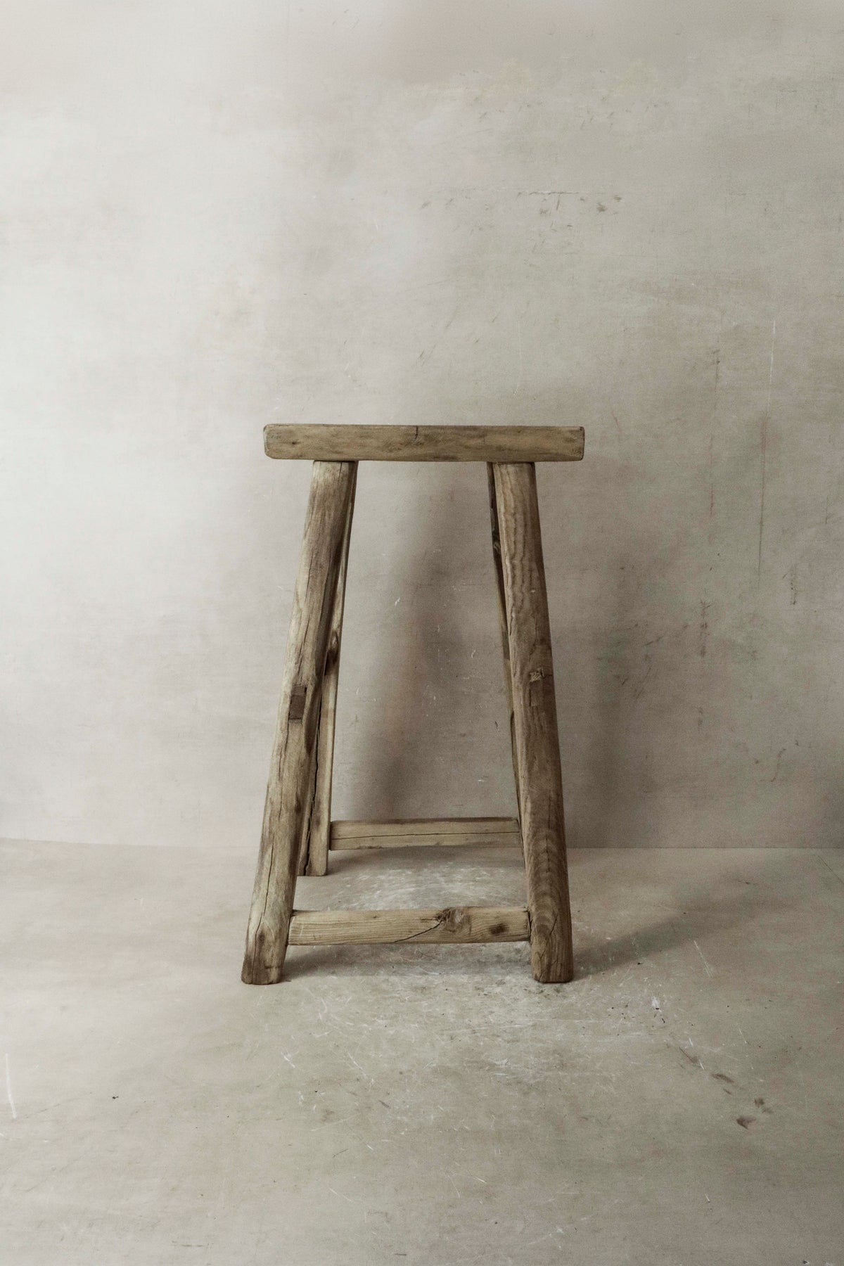Vintage Rustic Elm Wood Stool - Medium - No 35