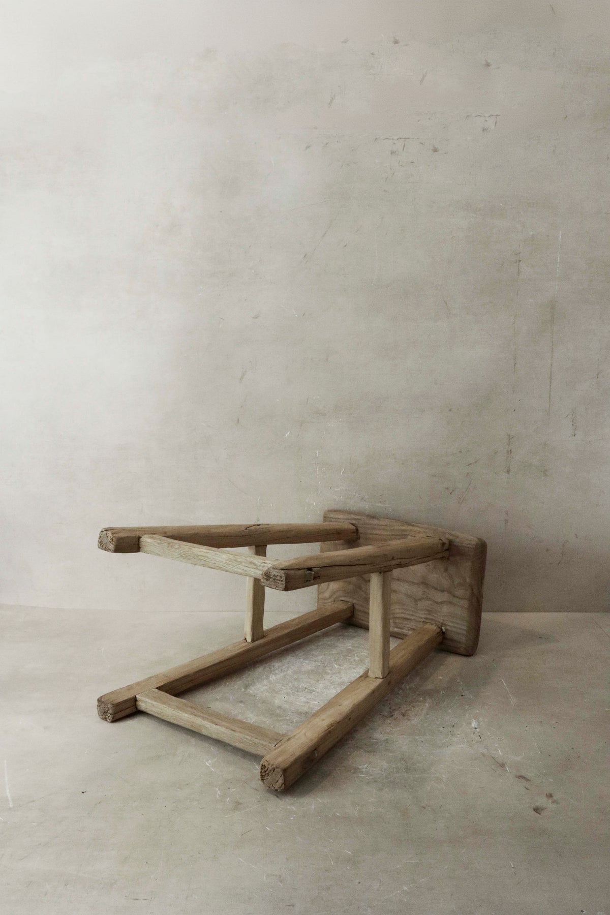Vintage Rustic Elm Wood Stool - Medium - No 36