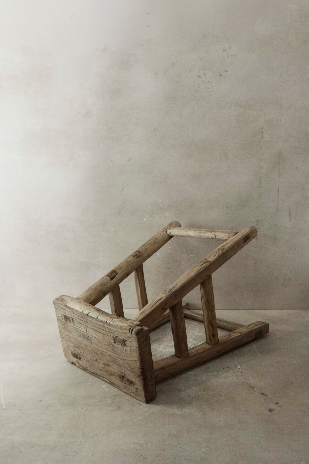 Vintage Rustic Elm Wood Stool - Medium - No 33
