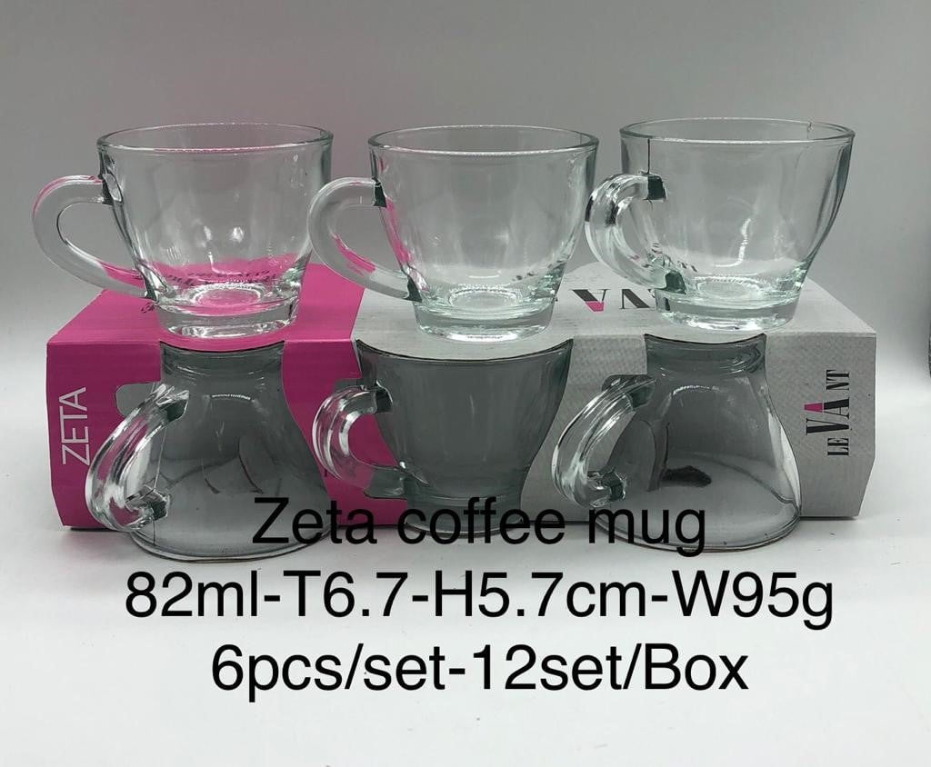 Zeta Coffee Mugs Set 6Pc 82ml Capacity