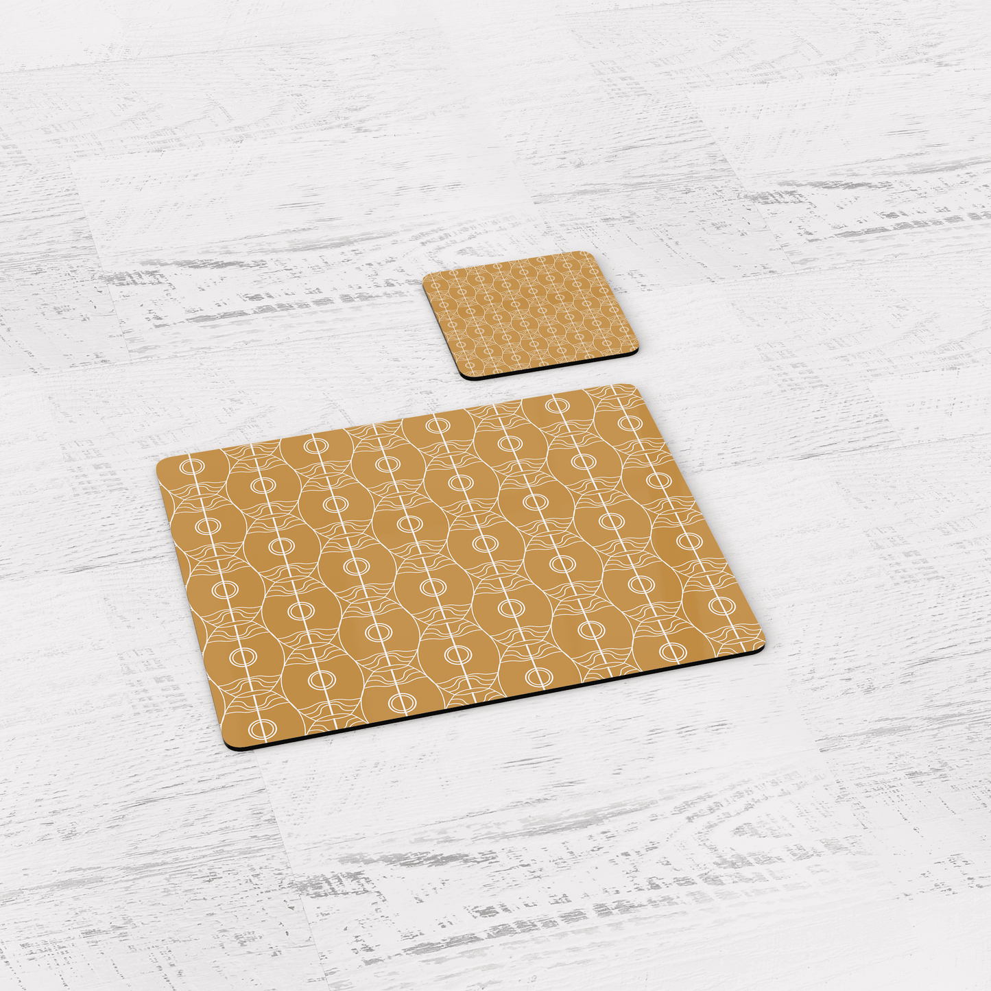 Gold Art Nouveau Retro Geometric Placemats, Set of 4 or Set of 6
