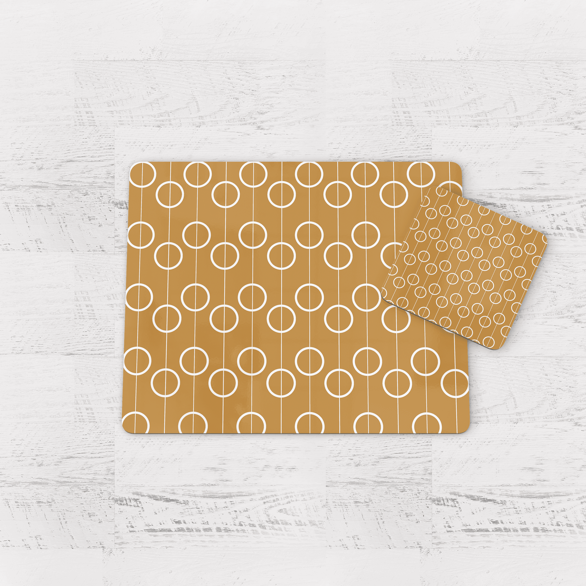 Gold Retro Geometric Circles Placemats, Set of 4 or Set of 6