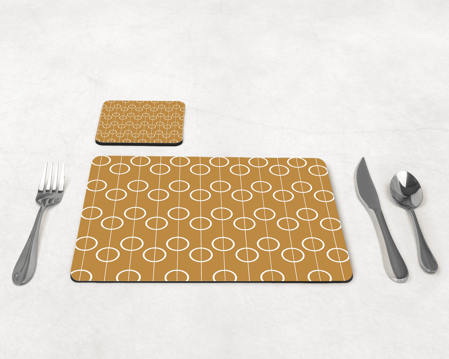 Gold Retro Geometric Circles Placemats, Set of 4 or Set of 6