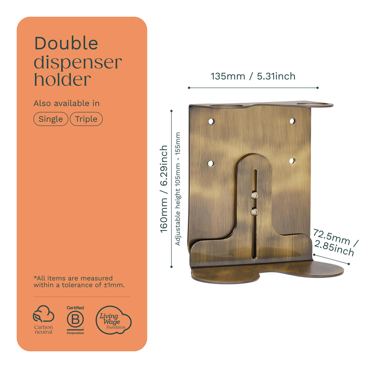 Gold Double Soap Bottle Holder