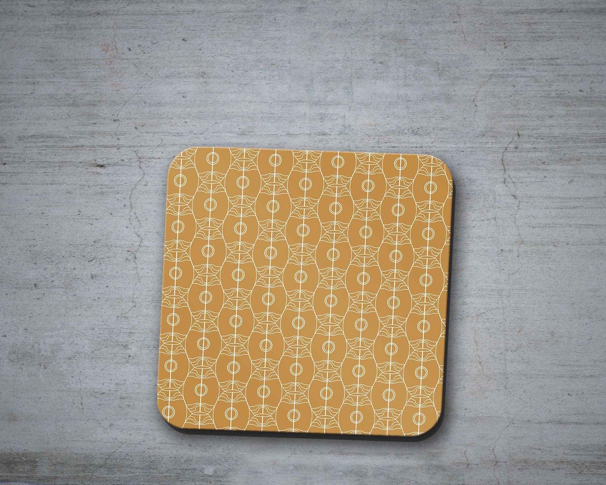 Gold Art Nouveau Retro Geometric Placemats, Set of 4 or Set of 6