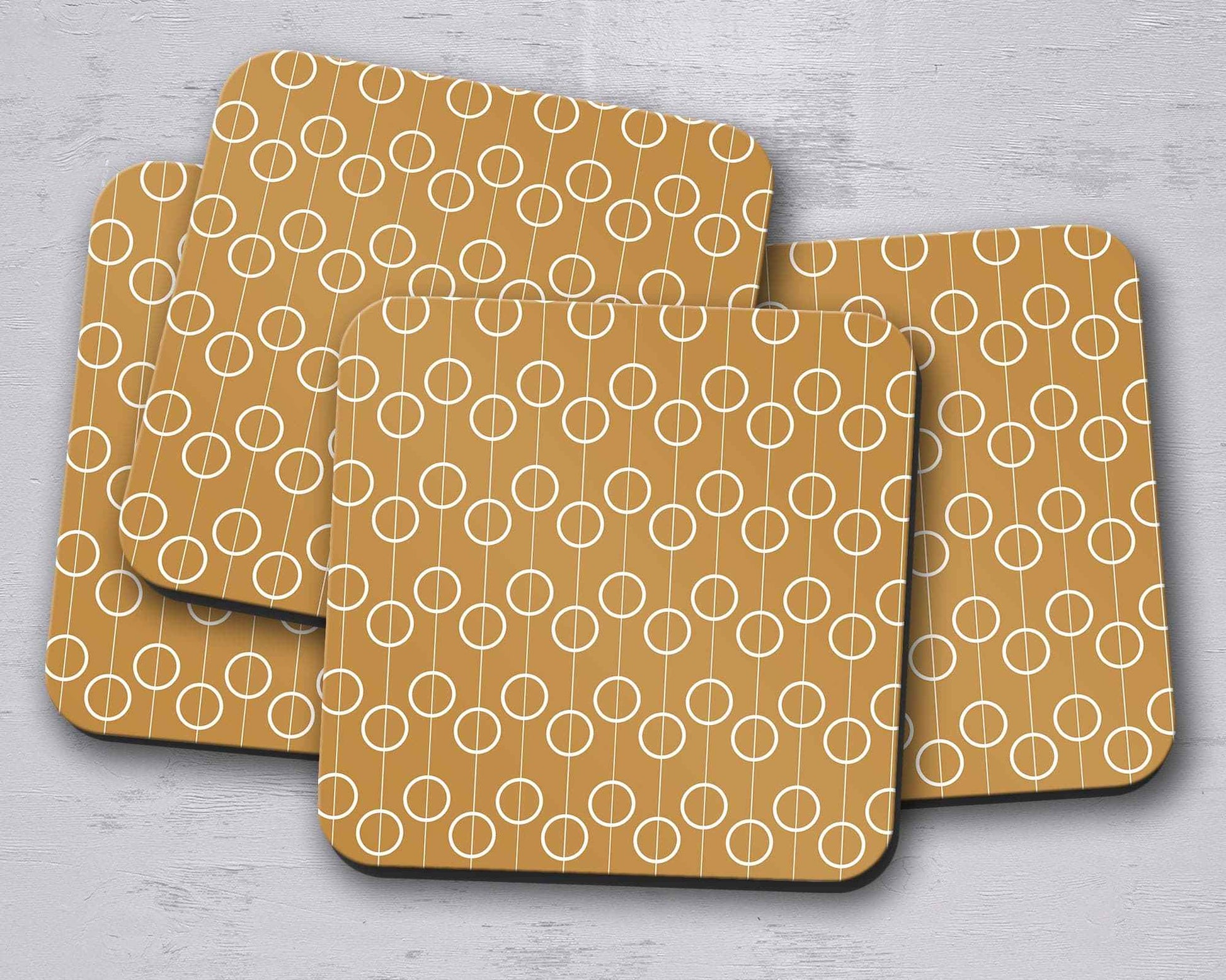 Gold Retro Geometric Circles Placemats, Set of 4 or Set of 6