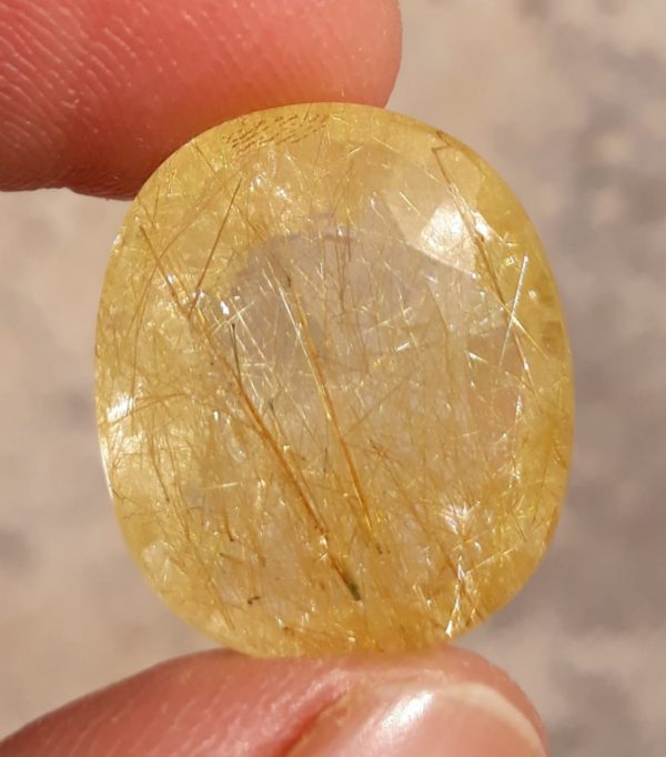 15.75ct Golden Rutile Quartz - Rutilated Quartz faceted