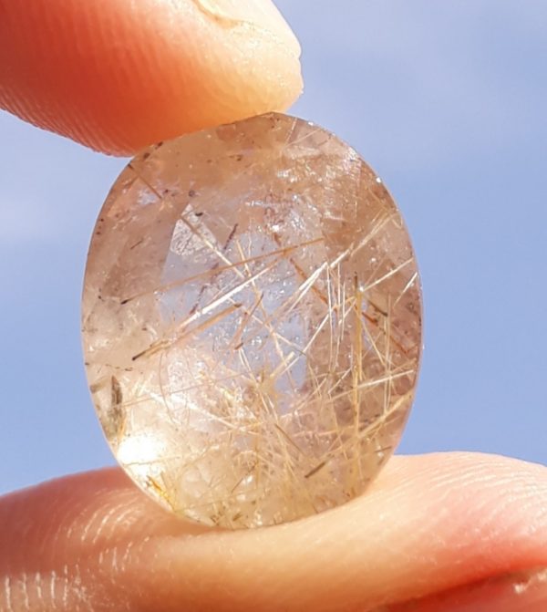 13ct-Golden  Tourmalated Quartz - Golden  Rutile Quartz - Rutilated Quartz