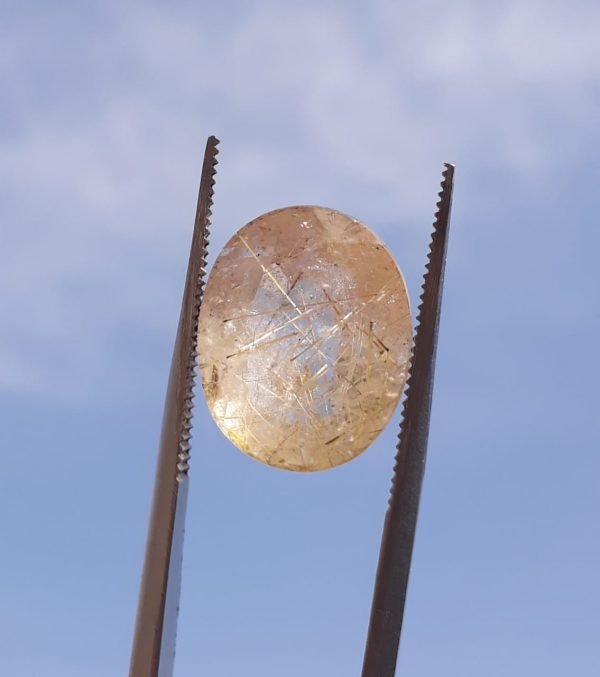 13ct-Golden  Tourmalated Quartz - Golden  Rutile Quartz - Rutilated Quartz