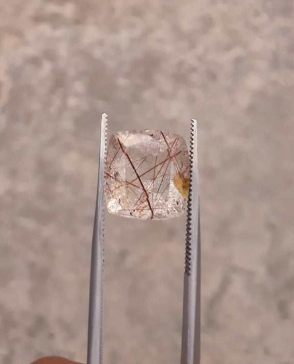 7.40ct Red  Tourmalated Quartz - Red Rutile Quartz - Rutilated Quartz