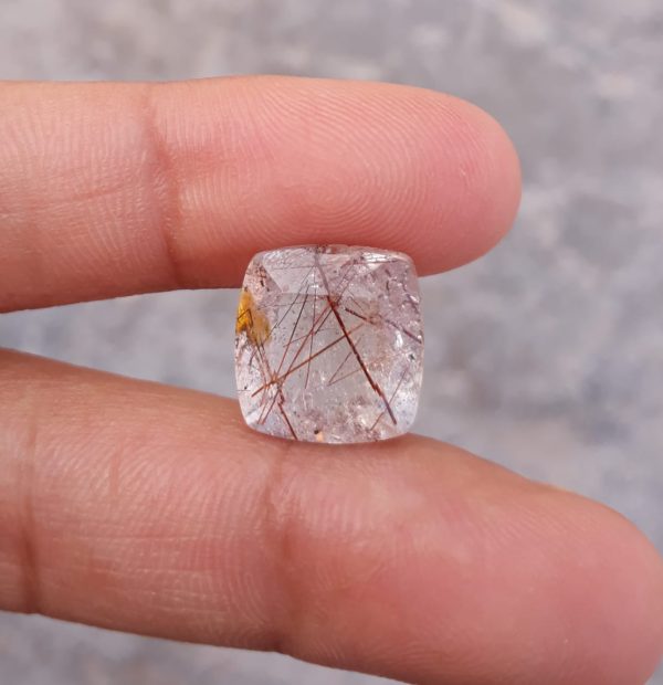 7.40ct Red  Tourmalated Quartz - Red Rutile Quartz - Rutilated Quartz