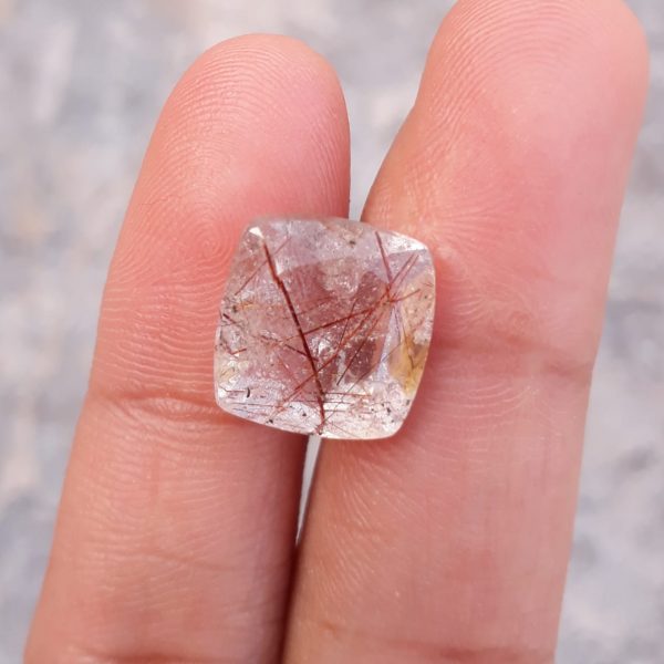 7.40ct Red  Tourmalated Quartz - Red Rutile Quartz - Rutilated Quartz