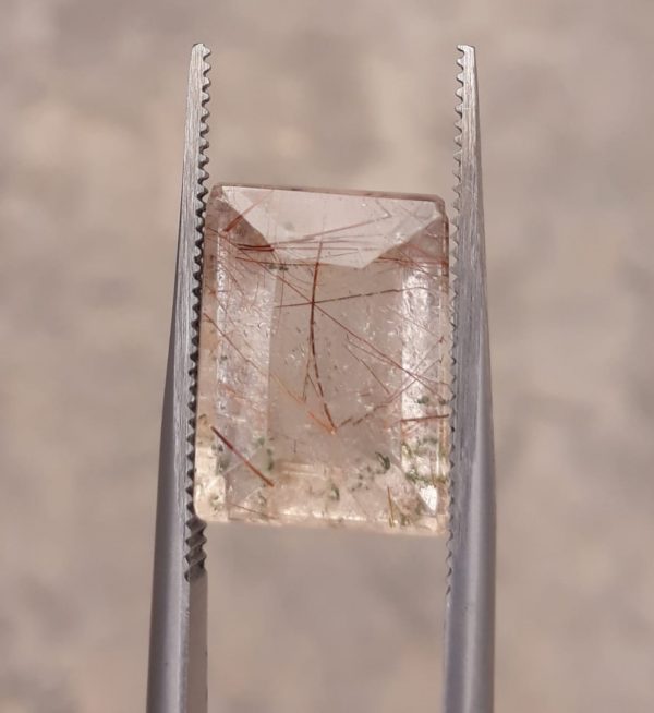 7.50ct Red  Tourmalated Quartz - Red Rutile Quartz - Rutilated Quartz