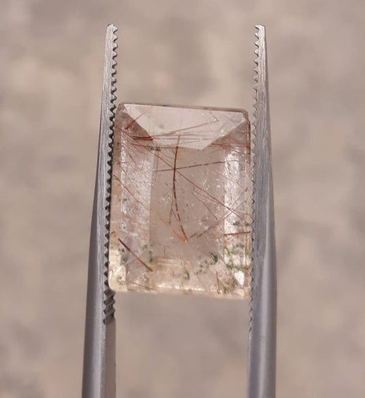 7.50ct Red Tourmalated Quartz - Red Rutile Quartz - Rutilated Quartz