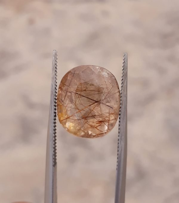 7.60ct Brown  Tourmalated Quartz - Brown  Rutile Quartz - Rutilated Quartz