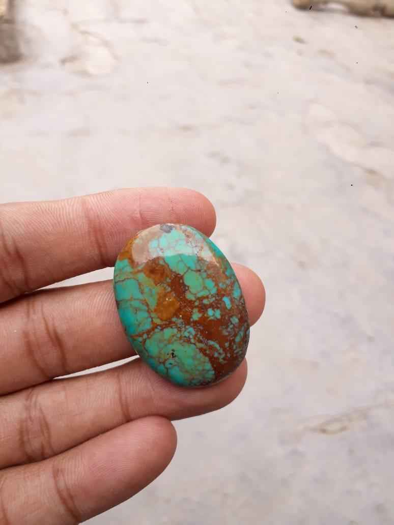 50.5ct Natural Turquoise, Green Matrix Turquoise,,Dimensions  - 35.8x26mm