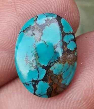 4ct Natural Turquoise, Green Matrix Turquoise, Shajri Feroza, Real Firoza Stone -15x11mm