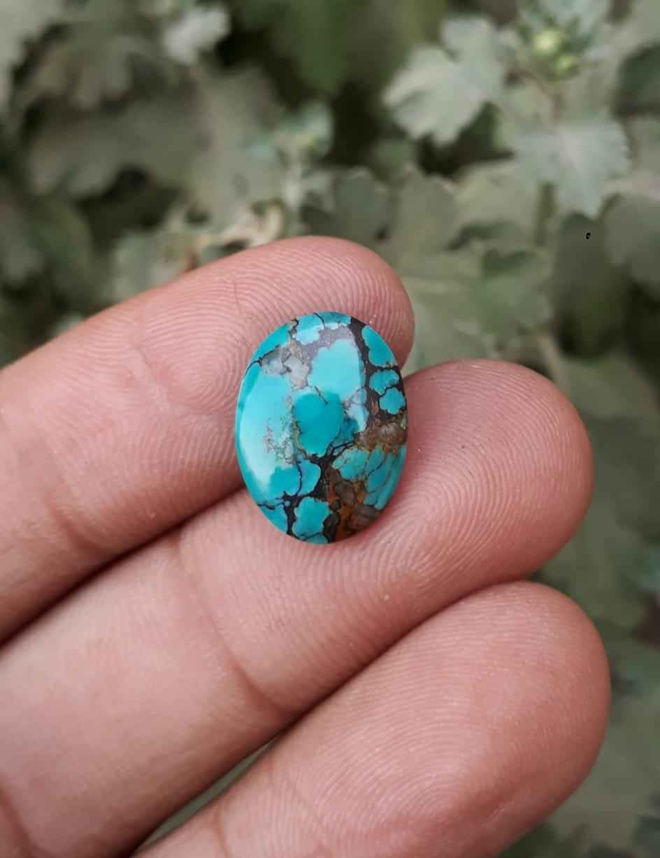4ct Natural Turquoise, Green Matrix Turquoise, Shajri Feroza, Real Firoza Stone -15x11mm
