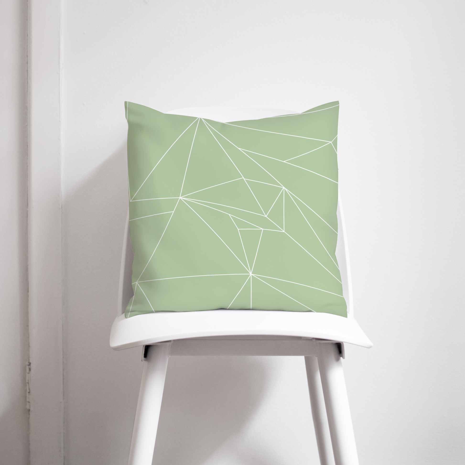 Sage Green and White Minimalist Cushion, Contemporary Geometric Throw Pillow