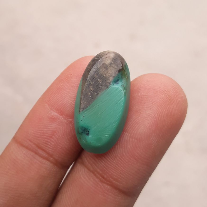 Natural Green Turquoise, Oval Shape - Persian Turquoise - Green Feroza - 15.6ct- 24x12mm