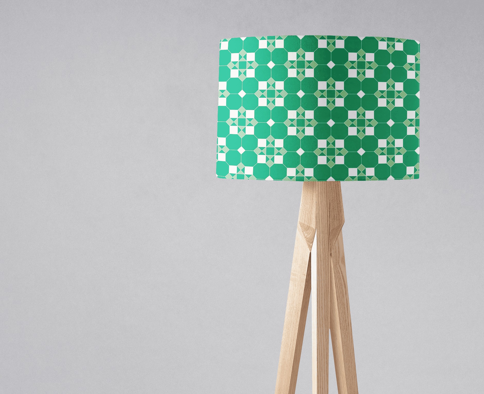 Green and White Geometric Tiles Design Lampshade, Ceiling or Table Lamp Shade
